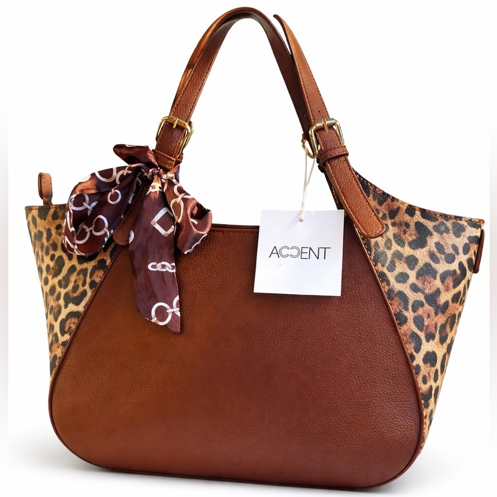 ✨ACCENT Leopard Print Brown Tote Shoulder Bag NWT ✨